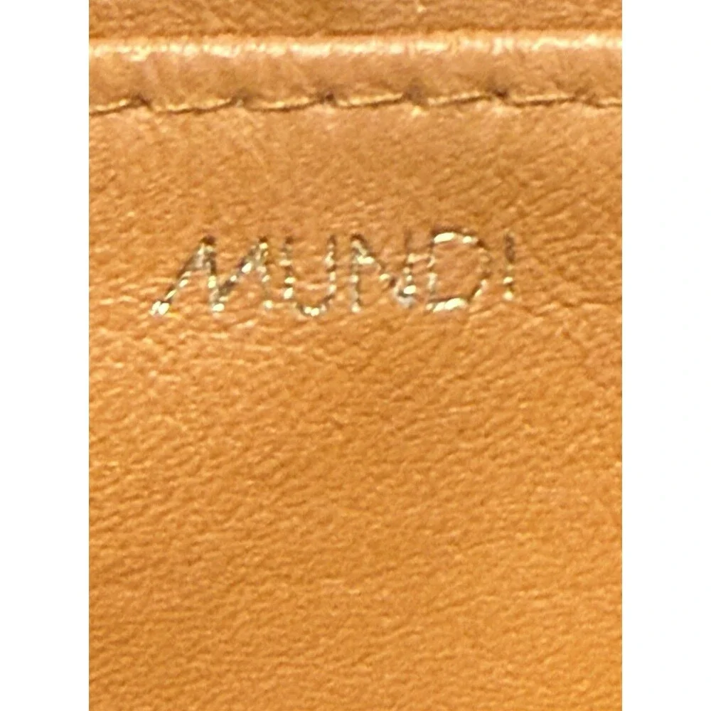 Mundi Genuine Leather Wallet Clutch Brown Tan Zipper Textured